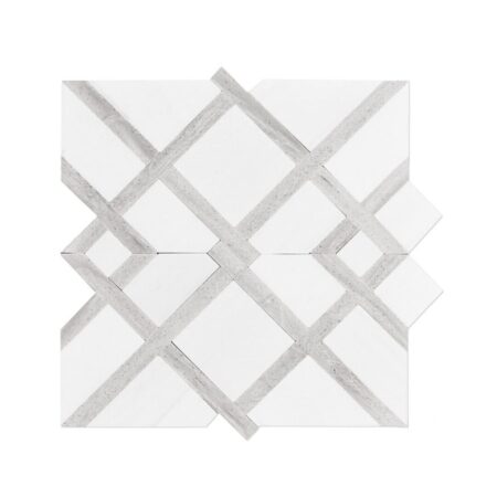 Greige Elegant | Marble- Shiraz Mosaic w/White Elegant | Honed & Polished