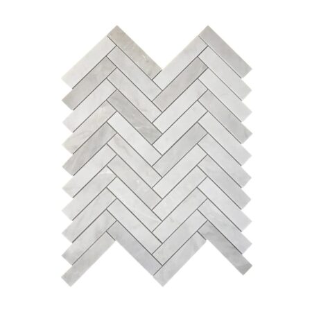 Silver Pearl | Marble- 1x4 in. Herringbone Mosaic | Polished