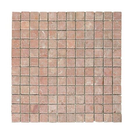Rosa Verona | Marble - 1x1 in. Straight Joint Mosaic | Tumbled