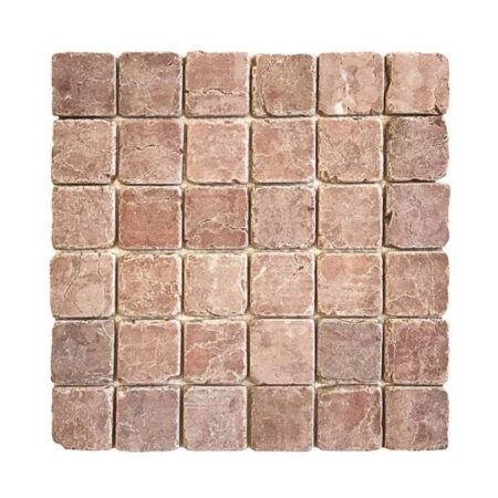 Rosa Verona | Marble - 2x2 in. Straight Joint Mosaic | Tumbled