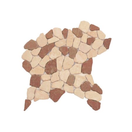 Rojo Alicante | Marble - Riverstone Mosaic w/ Renaissance Bronze Limestone | Polished
