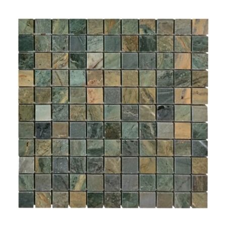 Green Fantasia & Green Royal | Marble - 1x1 in. Straight Joint Mosaic | Polished