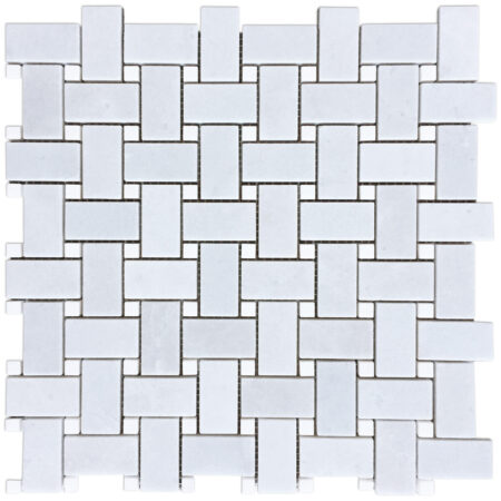 Blue Bliss | Marble - Basketweave Mosaic w/White Elegant Dot | Polished