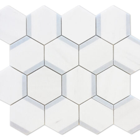 Blue Bliss | Honeycomb 3 in. Hexagon Mosaic w/ White Elegant Select | Polished