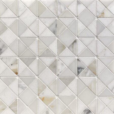 Calacatta | Marble - Polygon Mosaic w/White Thassos & White Silk | Honed & Polished