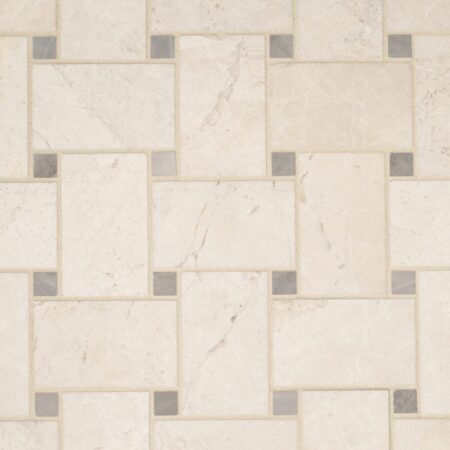Winslow - Kingston Cream | Basketweave Mosaic w/ Sussex Dot