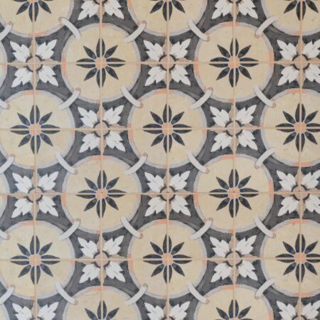 Crio - Porto-guese Flor Tile - 4x4 in. Limestone Tile in Antique Pewter