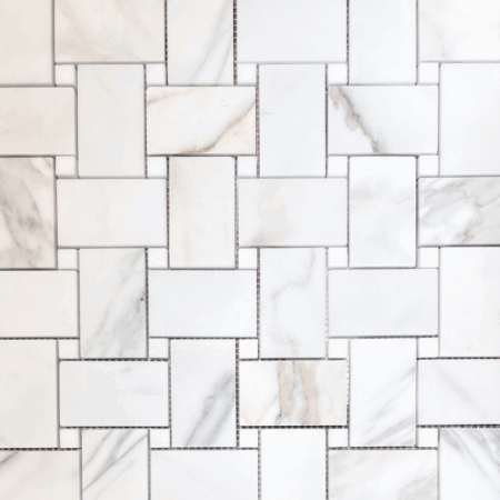 Grandview - Astor Gold | Marble - Basketweave Mosaic w/ Whitby Dot | Honed