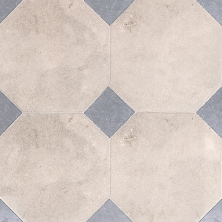 Abbey | Dalle – Creme Octagon with St. Bleu Cabochon | Antique